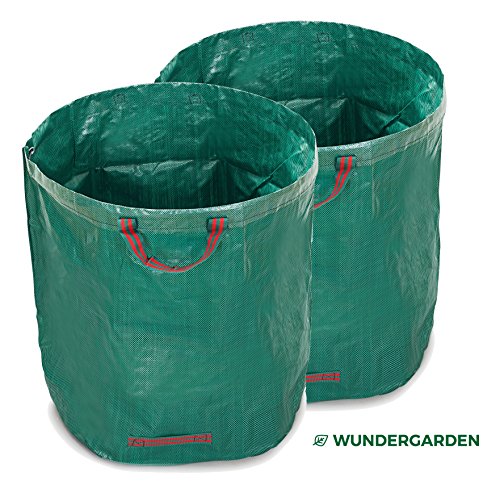 WUNDERGARDEN 2x 500L Gartenabfälle, Laub, Grünschnitt, Pflanzenabfälle, Kompost - Rundes Format, selbststehend und faltbar - Laubsäcke & Gartensäcke …