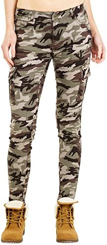 Slim Skinny Stretch Camouflage Combat Trousers Cargo Pants - Green & Brown