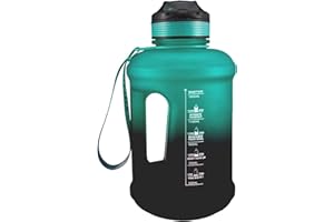 Goodatech Botella de Agua Deportiva, 1.8L/63 OZ, a Prueba de Fugas, sin BPA, con Marcador de Tiempo, Reutilizable para Atletismo, Ciclismo, Gimnasio, Oficina, Viajes al Aire Libre（Degradado_Turquesa）