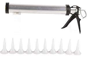 GOTOTOP Pistolet uszczelniający, aluminiowy pistolet uszczelniający z silikonową rurką, 600 ml, narzędzie uszczelniające z 10 dyszami