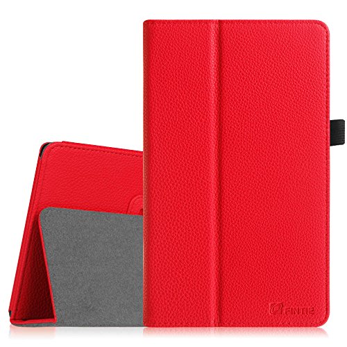 Fintie Odys Wintab 10 / TrekStor SurfTab Wintron 10.1 Hülle Case - Slim Fit Folio Kunstleder Schutzhülle Cover Tasche mit Ständerfunktion und Stylus-Halterung für Odys Wintab 10 25,7 cm (10,1 Zoll) / TrekStor SurfTab Wintron Volks-Tablet 25,6 cm (10,1 Zoll) 99743 99843 Tablet-PC, Rot