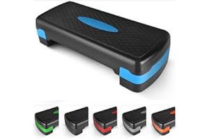 WOODSBRO Fitness Stepper Grey Work Out Stair Routine Exercise Step For Home Gym Carbio Elderly Adjustable 2 Steps Level Heights Best Set For Indoor and Outdoor Training Yoga