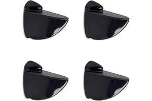 REI REUNION INDUSTRIAL SOCIEDAD LIMITADA Pack 4 Soportes Estantería de Pared - para Balda de Cristal - Espesor de 3 a 24 mm - Peso Máximo 20 kg - Incluye Tornillería - Acabado Negro- Rei