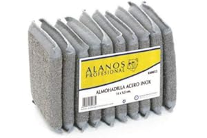 MUNDO FLORAL Alanos - Pack 10 Estropajos Almohadilla Acero Inoxidable para Limpieza Cocinas y Multisuperficies, Eficaz en Sartenes, Ollas, Barbacoas, Tamaño 15x9 cm, Espesor 1.8 cm