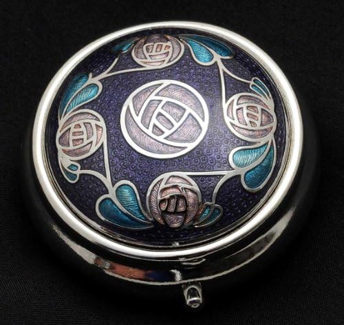 Sea Gems presented by Celtic Glass Designs Pill Box in a Mackintosh Rose Ring of Roses Design. (Purple)