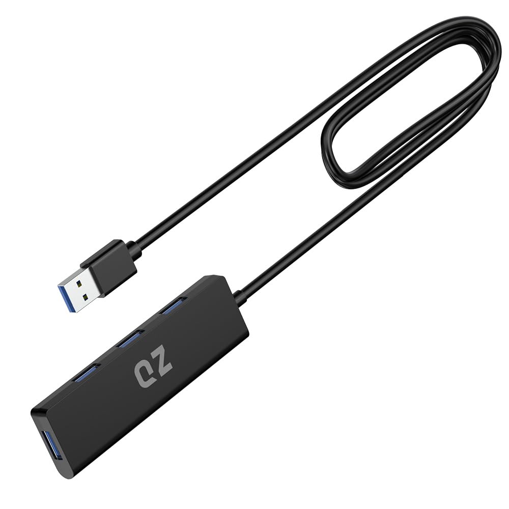 [1 Meter Long Cable, 5Gbps, USB 3.1 Gen 1] QZ USB Hub for Next Gen Office Work Station, 4 Ports, USB 3.1 Gen 1 for PC and Laptops