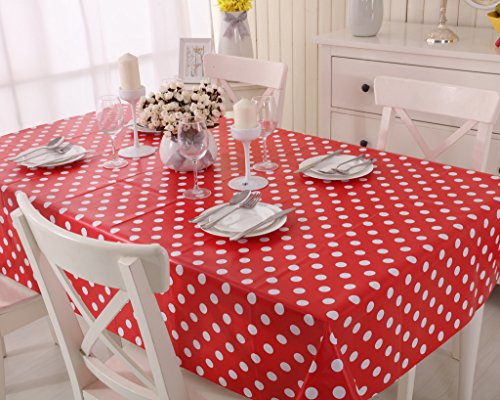 Vinylla Tischdecke, Wachstuch, PVC, abwischbar, Motiv: Punkte, Rot – 140x240cm - 2