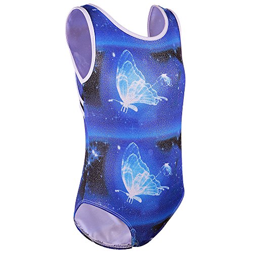 HUAANIUE Sin Mangas Leotardo Ballet niñas de la Chispa de Costura metálico con Bowknot 3-14 Años