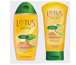 Lotus Herbals Soyashine Shampoo and Soyas Mooth Conditioner - 200 + 150 Ml