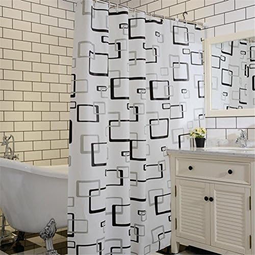 YLSFWSRY Shower Curtains Curtain Synthetic Fiber European Style Home Hotel Peva Bathroom Waterproof Hanging Curtains Shower Curtains Partition Shower Curtains Square Grid Thicker , 180 Width *180 High + Ring