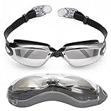 Gafas de Natación Profesional por Bezzee Pro - Lentes Espejo - Anti Niebla - Hermético - Ajustable - 100% Garantía De Devolución De Dinero - Gafas de Natación Para Adultos Con Visión De 180 Grados - Lo Mejor Para Hombres, Mujeres, Niños Y Jóvenes de Mas de 10 Años Incluye Estuche Protector Premium GRATUITO y Tapones Para Los Oídos (negro)