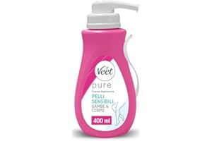 Veet Pure Crema Depilatoria Gambe & Corpo per Pelli Sensibili, Dermatologicamente Testata, Formato Convenienza 400 ml