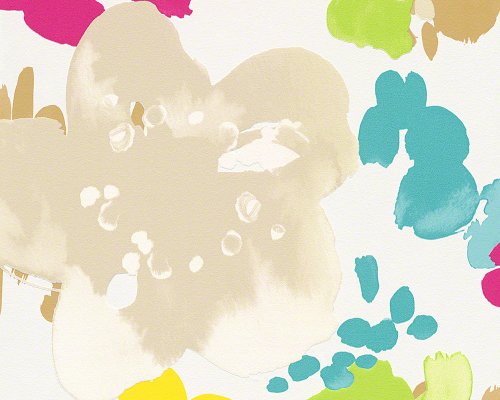 Esprit Home Tapete Buenos Aires, Mustertapete, floral, signalweiß, beige, türkisblau, hellgrün, zinkgelb, telemagenta, 941461 - 2