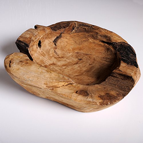 TEAKSCHALE HOLZSCHALE MASSIV TEAK WURZELHOLZ SCHALE 30cm HANDGEFERTIGT INDONESIA - 2