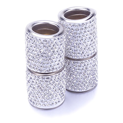 YINUO Universal Chrom Bling Kristall Kopfstütze Kopfstützen Halsbänder Auto Innendekoration Auto Zubehör für Auto LKW SUV Fahrzeug (4 Stück) (Silber) - 5