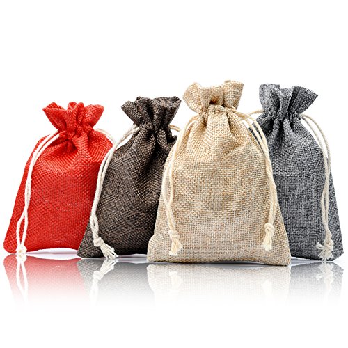 24er Set Jutesäckchen für Adventskalender, Jutebeutel, Stoffbeutel, Natur Säckchen, Geschenksäckchen, Sack, Beutel, Farbe Hellbraun – Marke Ganzoo - 3