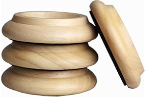 HILER PUNK 4 Pcs Solid Wood Upright Piano Caster Cups,Furniture Caster Cups,HilerPunk Sofas Beds Chairs Wheel Caster Cups Pads,with Non-Slip & Anti-Noise Felt Pads,for Hardwood Floor Protectors-Natural Wood