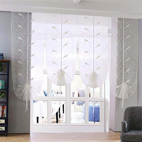 BKFF® Curtains White Window curtains Simple for Living Room Bedroom Bay Eindow Balcony Curtain Pull the Fan Curtain Balloon Roman Curtain 1 PCS , single screen window, flat, 1.7 meters high , 70cm