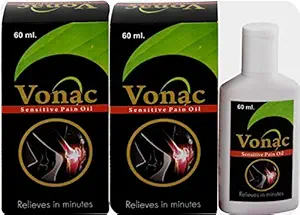 Afflatus Vonac Ayurvedic Essential Pain Relief Oil Blend | Pure & Undiluted, Therapeutic Grade | Great for Joint, Neck, Back, Shoulder, Knee, Stiffness & Muscle Pain (60 ml)- Pack of 2