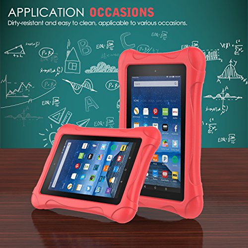 MoKo Fire 7 2015 Hülle – Superleicht EVA Stoßfest Kinderfreundlich Kinder Schutzhülle für Amazon Fire 7.0 Zoll (5. Generation – 2015 Modell), Rot - 8
