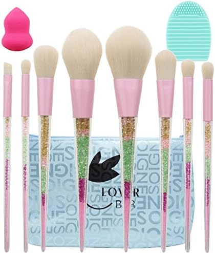 Rainbow Diamond Make Up Brushes Set, Lover Bar 8pcs Makeup Brush Kit Foudnation Highlighter Face Loose Powder Pressed Eyeshdow Cream Contour Eyebrow Pro Concealer Brush Cosmetics Beauty Blender Sponge (8pcs)