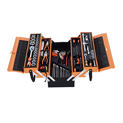 Homcom 85-tlg. Werkzeug Set Satz Steckschlüssel Kasten Kfz Werkzeugkoffer Knarrenkasten