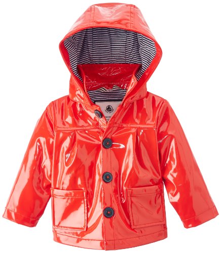 Petit Bateau Baby Girl Red Waxed Raincoat, 24M (34 inches)