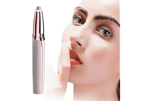 SHINEKOO Tondeuse à sourcils impeccable pour femme, épilation au toucher, épilation indolore avec lumière LED, rasoir à sourcils portable rechargeable avec câble or rose