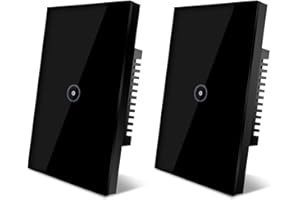 UseeLink Interruttore della luce Intelligente WiFi, Controllo Vocale Funziona con Alexa e Google Home, Timer e Condivisione Dispositivo, È necessario il filo di neutro, nero 1 way(2PCS)
