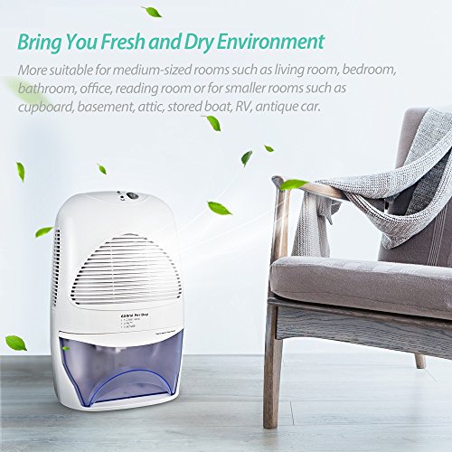 Mpow Luftentfeuchter mit 2000mL Wassertank Großvolumige Luftentfeuchter Air Dryer Luftreinigungsfunktion Feuchtigkeitsentzugfähigkeit (600ml pro Tag) für Zimmer, Schrank, Büro, Keller, Wandschrank, Badezimmer. - 5
