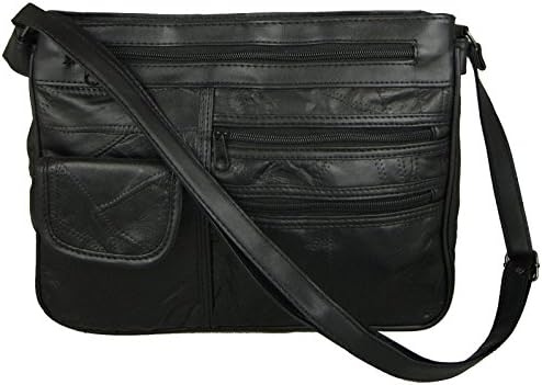 Hey Hey Handbags - Real Leather Handbag - Different Styles to Choose From, Colour: Style 2 - Black