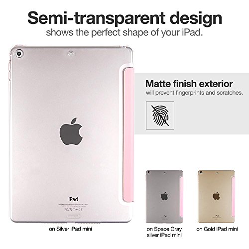 iPad Mini Hülle, ESR® Yippee Series Auto Aufwachen / Schlaf Funktion PU Ledertasche mit Durchschaubar Rückseite Abdeckung Schutzhülle für iPad mini 3/2/1 (Light Rosa) - 7