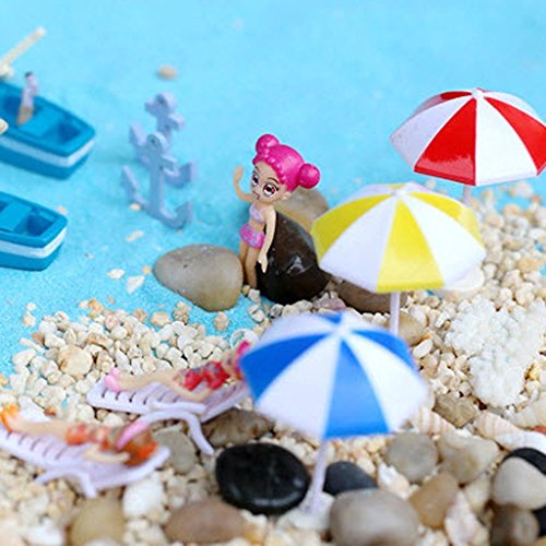 LUOEM Strand Sonnenschirm Mini Regenschirm Landschaft Bonsai Dollhouse Handwerk Dekor Rot - 5