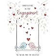 Piccadilly Greetings Modern Engagement Card Engagement - 7 x 5 inches,white red pink blue