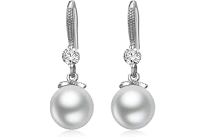 Ohrringe Silber 925 Perlen Hängend: JSNOM Schmuck Ohrhänger mit 5A Zirkonia, Geburtstag Valentinstag Weihnachten Geschenke für Freundin Mutter Frau Tochter Frauen Damen