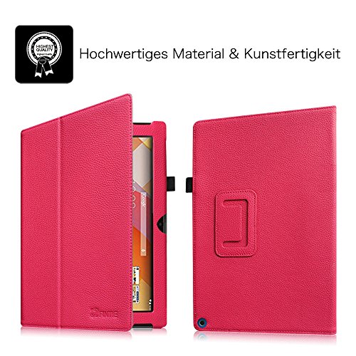 Fintie Medion Lifetab S10366 / S10333 / S10334 / S10345 / S10346 / S10365 / P10341 Hülle – Folio Kunstleder Schutzhülle Tasche Cover Case Etui mit Ständerfunktion und Stylus-Halterung für MEDION LIFETAB S10366 / S10333 / S10334 / S10345 / S10346 / S10365 / S10366 / P10341 (10,1 Zoll) Tablet-PC, Magenta - 3