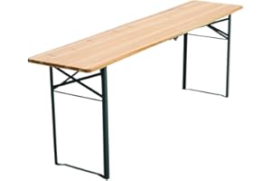 The Fellie Folding Wooden Table Patio Trestle Beer Table for Holiday Party, Outdoor, Garden, Camping, Picnic 217 x 49 x 76 cm