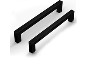 LONTAN Lot de 2 poignées de meuble - Pour armoires de cuisine - En acier inoxydable - Distance entre les trous : 160 mm - Noir