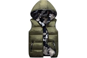 Stillshine Infantil Chalecos Niños Niñas Sin Mangas Chaquetas Plumón con Capucha Camuflaje Trajes Reversible Abrigos de Otoño e Invierno Chaquetas Deportivas 3-16 Años