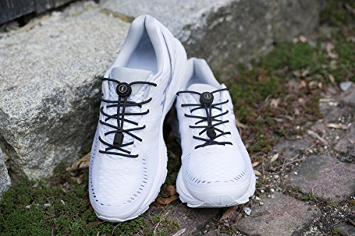 ATHLETIZE 2 Paar / Schnürsenkel mit Schnellverschluss / Elastische Schnürsenkel / Schnell-Schnürsystem / Perfekter Halt / Schleifenlos / Mit eBook „Besser laufen durch optimale Schnürtechniken“ (Schwarz) - 4