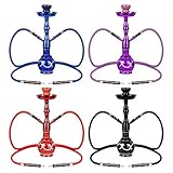 Mianova® Orientalische Wasserpfeife Shisha Hookah Set 2 Schlauch 45cm Tribal inkl. Kohle, 5 Mundstücke und Zange Rot - 