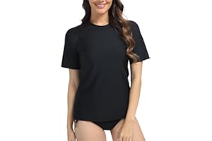 SURFEASY Women's UV Rash Vest UPF 50+ Rash Guard Quick Dry Beach Swim Shirt Swimming Wetsuits Tops Swimsuits Short Sleeve