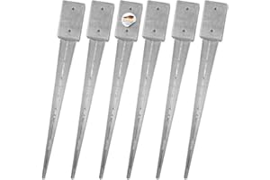 SunnyDeals Einschlaghülsen für Pfosten 12x12 cm | 6er Set Bodeneinschlaganker verzinkt | Einschlaghülsen ca. 121x121x750 mm | Bodenanker für Kantholzpfosten ohne Betonieren
