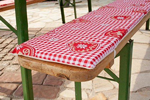 beo Festzeltauflagen Set inklusiv Tischdecke kariert im Landhausstil Bankauflage, circa 220 x 25 x 2,5 cm und 240 x 70 cm, rot / weiß / mehrfarbig - 2