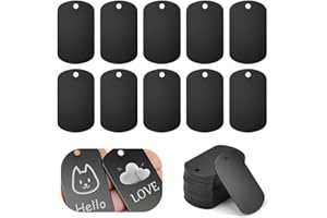 LPAMABA 30 Stück Stanzrohlinge Aluminium Set,Rechteck Aluminium Tags Dogtags,Hundemarken Rohling mit Loch Schwarz Blank Dog Tags Rohling Blanko Schildform für Schmuck Haustiermarken(5 * 3cm)