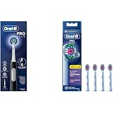 Oral-B Pro Serisi 1 Siyah Elektrikli Diş Fır&ccedil;ası, 1 Diş Fır&ccedil;ası Başlığı, Braun Tasarımı + Oral-B 3D White X-Filament Şarjlı D