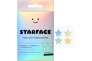 STARFACE WORLD Starface Holographic Hydro-Stars, Hydrocolloid Pimple Patches, Absorb Fluid and Reduce Redness, Cute Star Shape (32 Count)