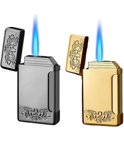 cigarette shaped lighter amazon Metal Triple Jet Flame Refillable Butane Cigar Lighter Windproof Lighters with Cigar Punch Rest Holder Cigarette- Shaped Butane Lighter NO