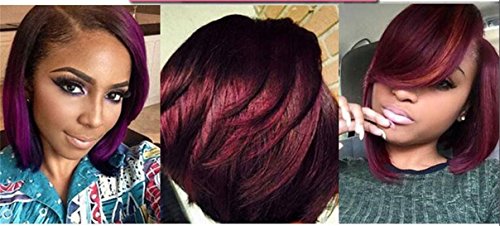 Atozwig Ombre Red Bob Wigs For Black Women Synthetic Short Wigs