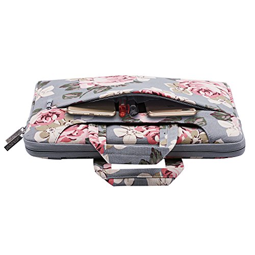 MOSISO Umh  ngetasche   Laptoptasche f  r 13-13 3 Zoll MacBook Pro  MacBook Air  Notebook Computer Segeltuch Gewebe Rosen Muster Beweglicher Notebookt